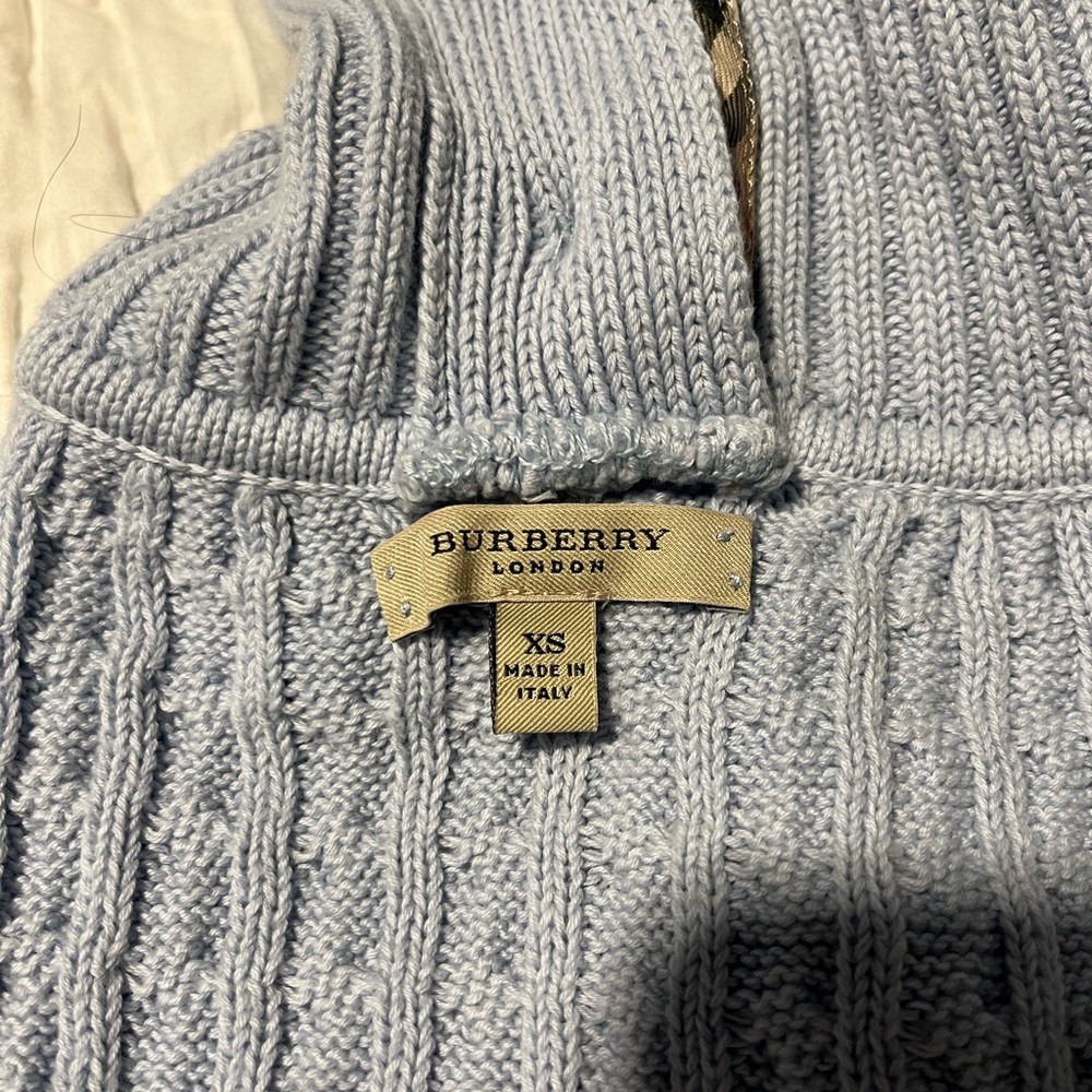 Burberry Light Blue Cable Knit Turtleneck Sweater - Picture 6 of 6